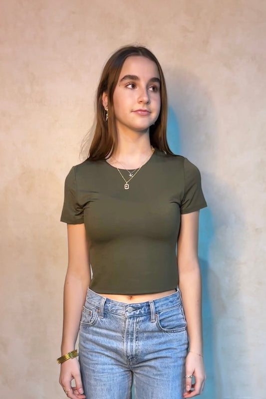 Rayon Modal Short Sleeve Basic Top