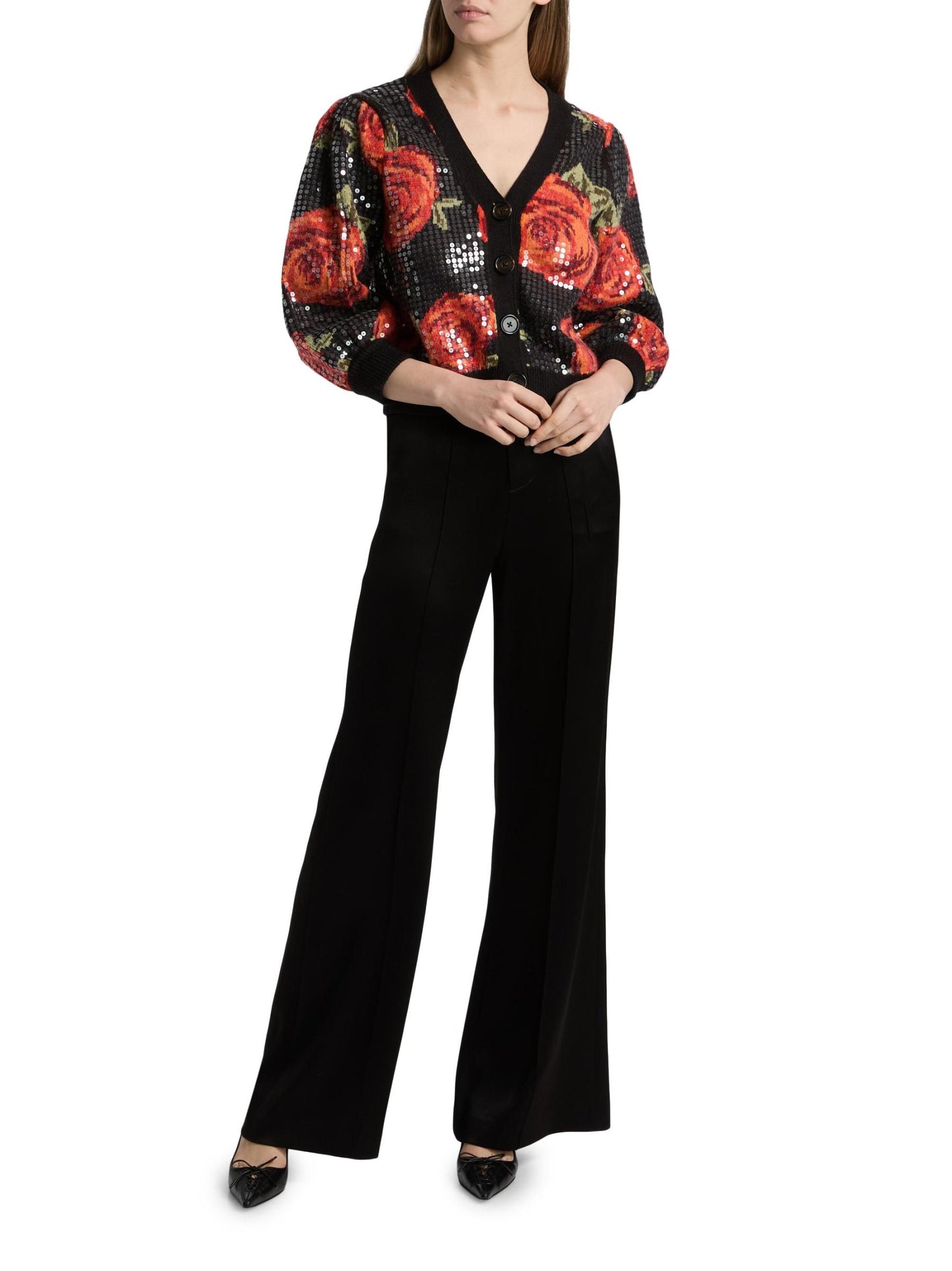 Latin Roses Sequin Knit Cardigan
