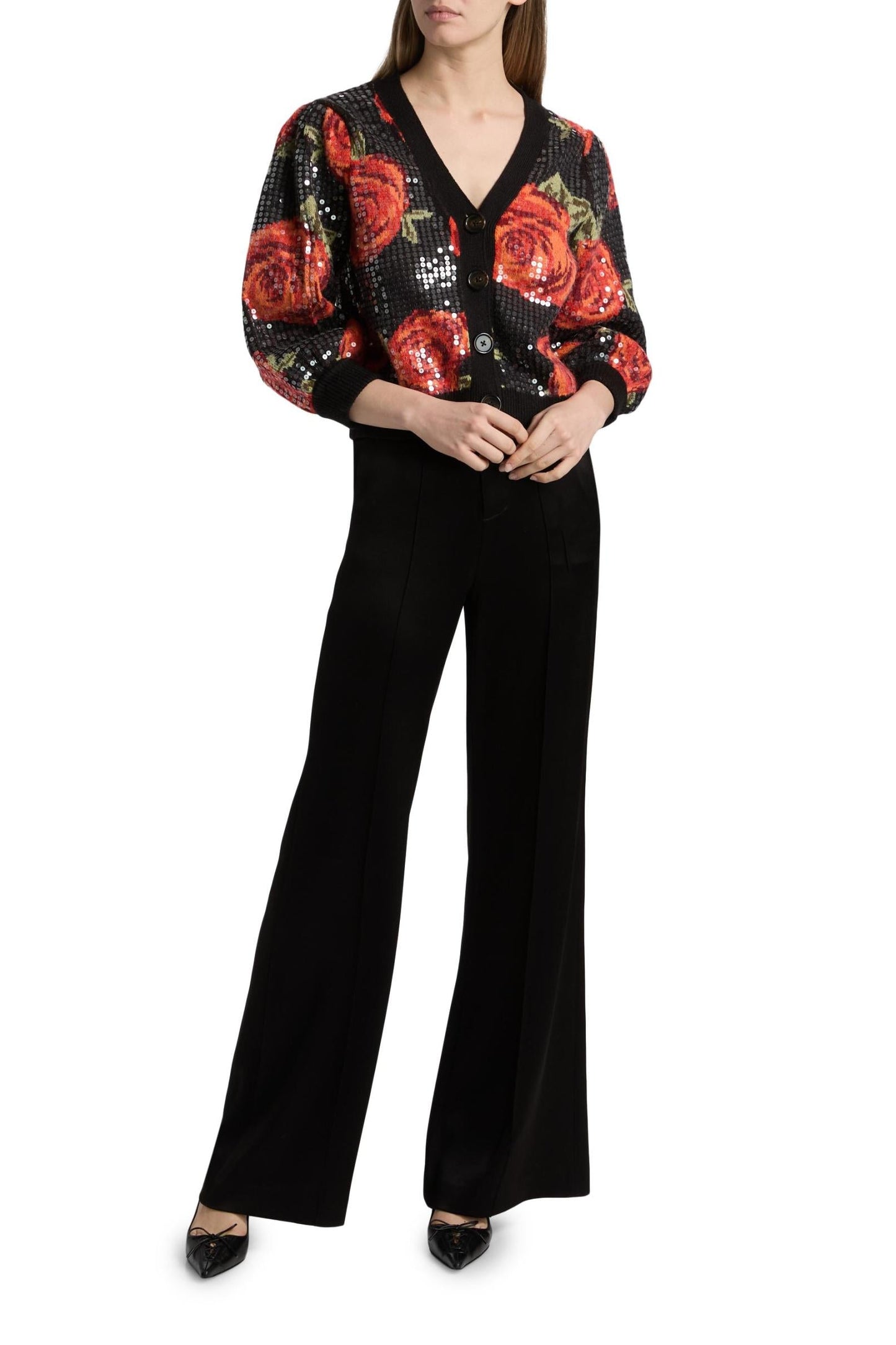 Latin Roses Sequin Knit Cardigan