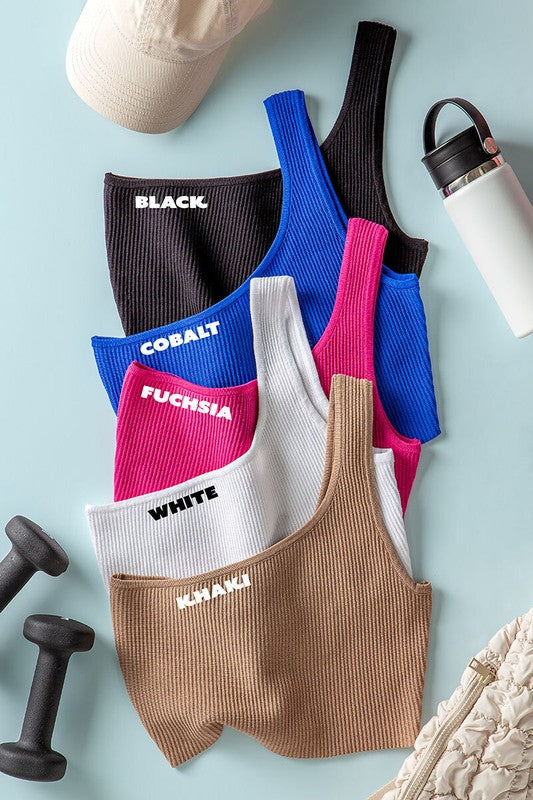 One Shoulder Rib Crop Tank Top