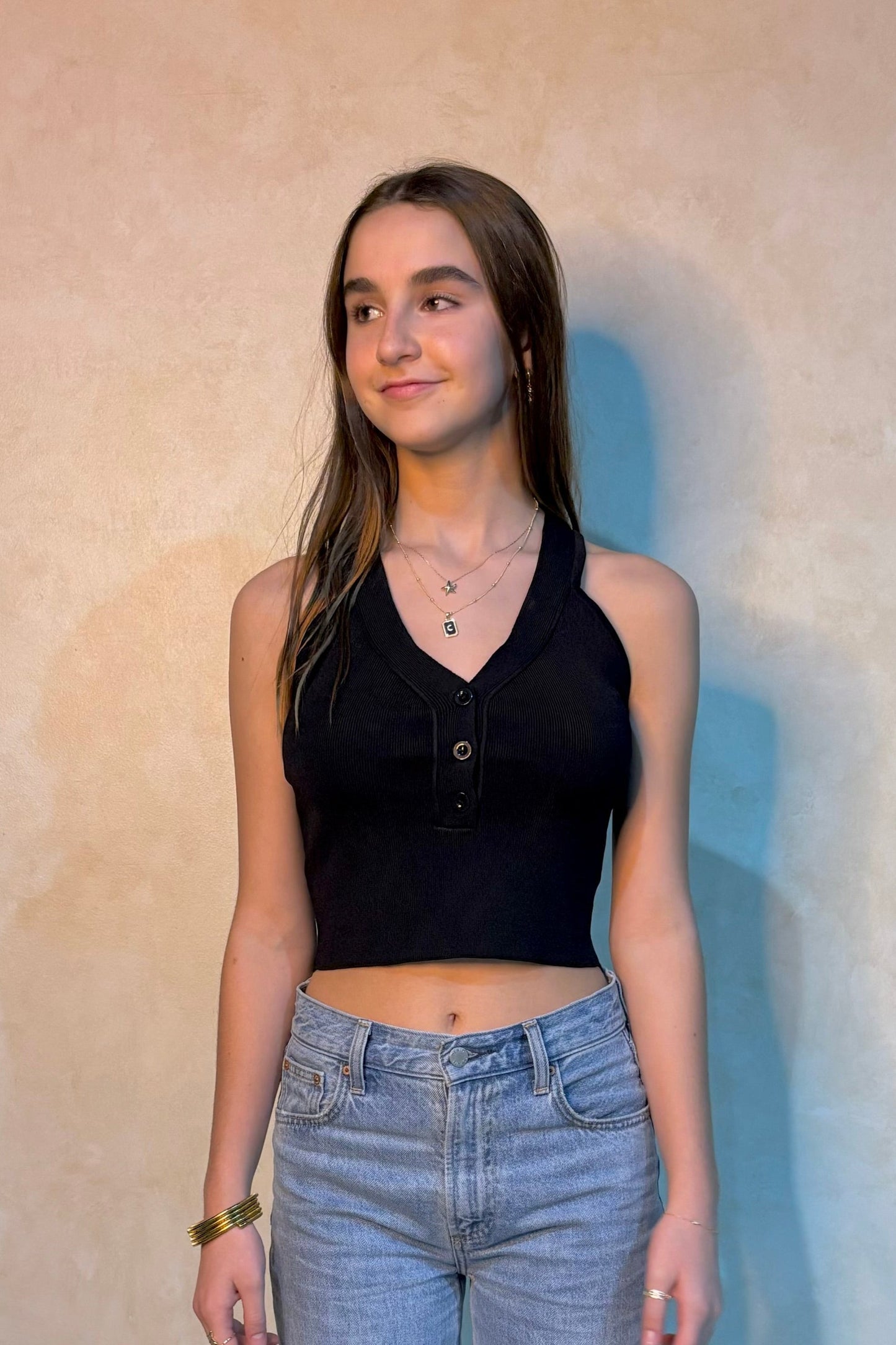 Top With Buttons and Crossed Back