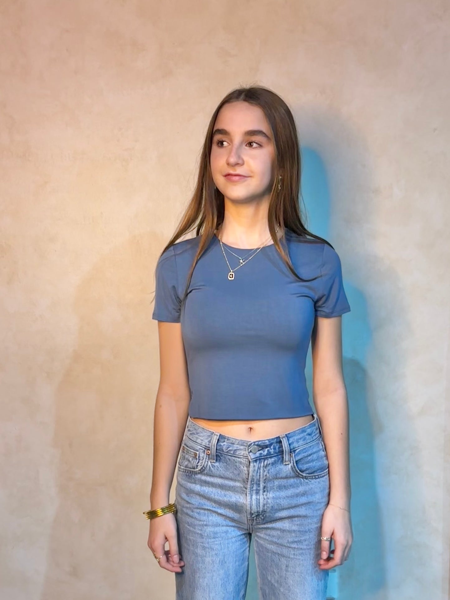 Rayon Modal Short Sleeve Basic Top