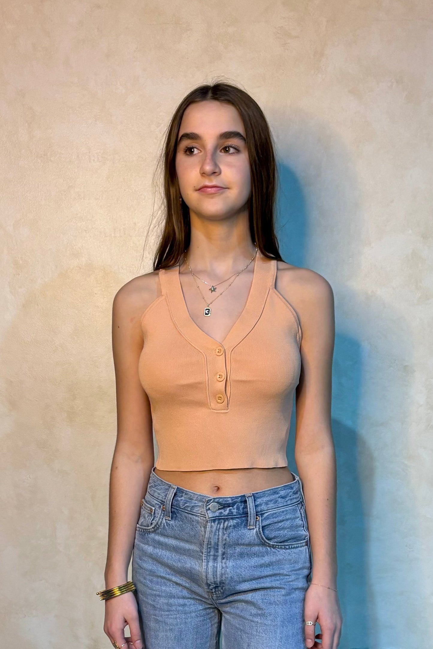Top With Buttons and Crossed Back