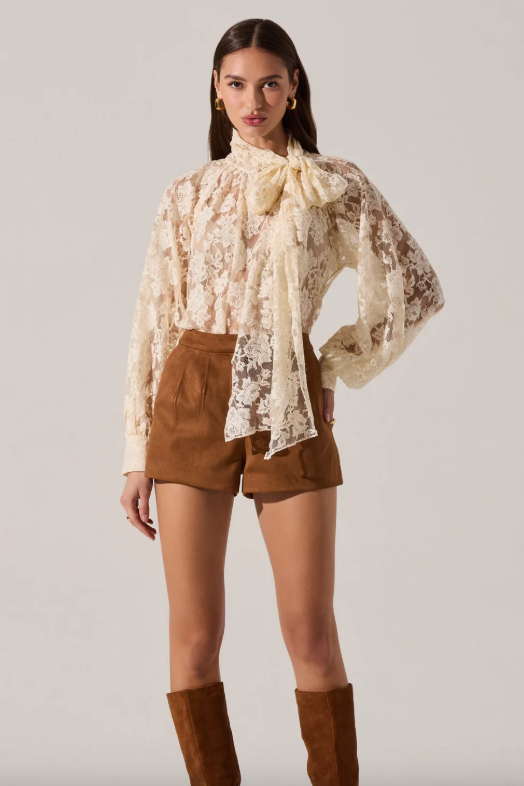 Cinthia Lace Bow Tie Top