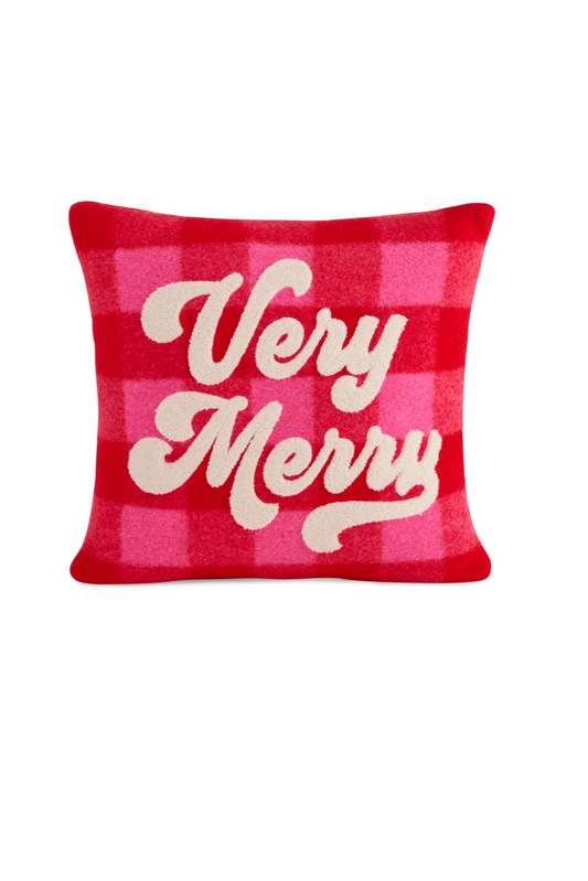 Very Merry Plaid Pillow - Red