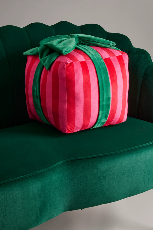 Stripe Gift Box Large Pillow - Red