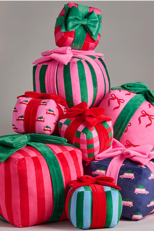 Assorted Set Of 8 Patterns Gift Box Pillows, Multi