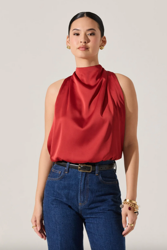 Joelisa Satin High Neck Top