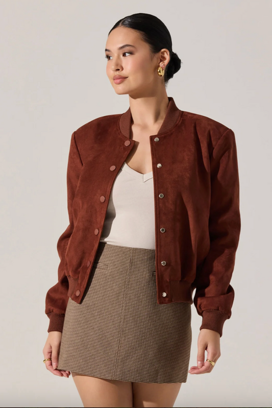 Olenna Faux Suede Bomber Jacket