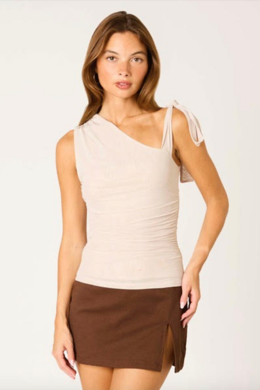 Shoulder Bow Top - Oat