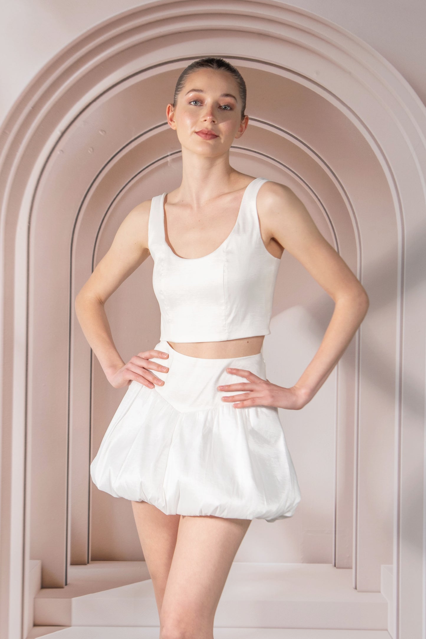 Celeste & Viviana White Taffeta