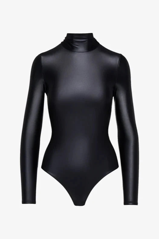 Matte Metallic Turtle Neck Bodysuit