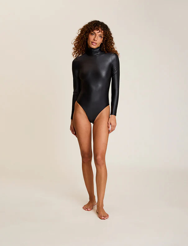 Matte Metallic Turtle Neck Bodysuit