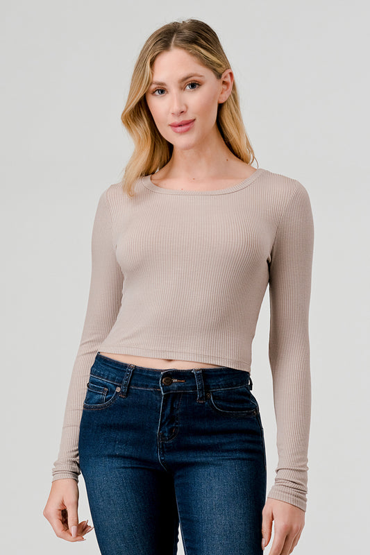 Long Sleeve Ribbed Baby Tee Heather Portobello