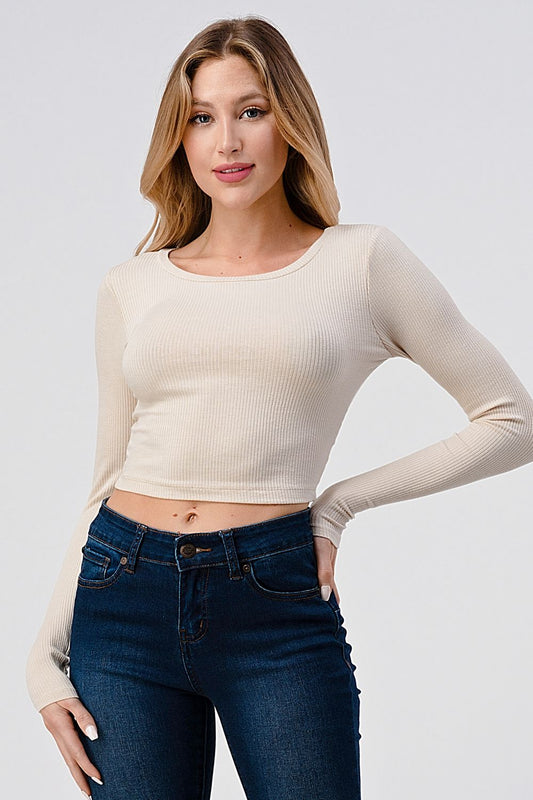 Long Sleeve Ribbed Baby Tee Rainy Day