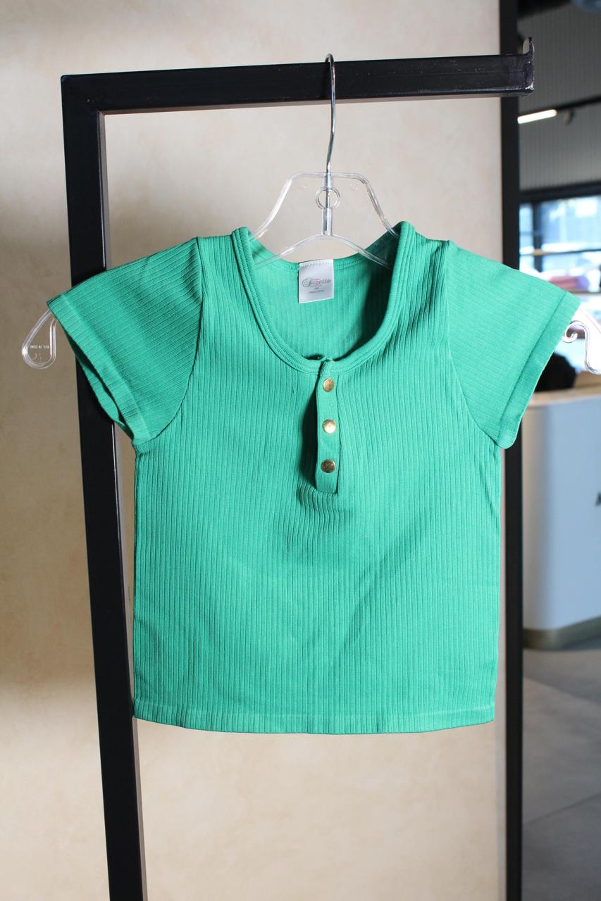 Seamless Rib Cap Sleeve Gold Snaps