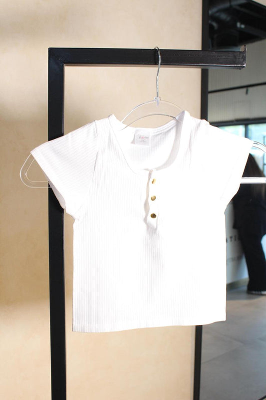 Seamless Rib Cap Sleeve Gold Snaps