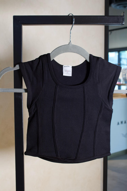 Seamless Rib Cap Sleeve Soft Seam