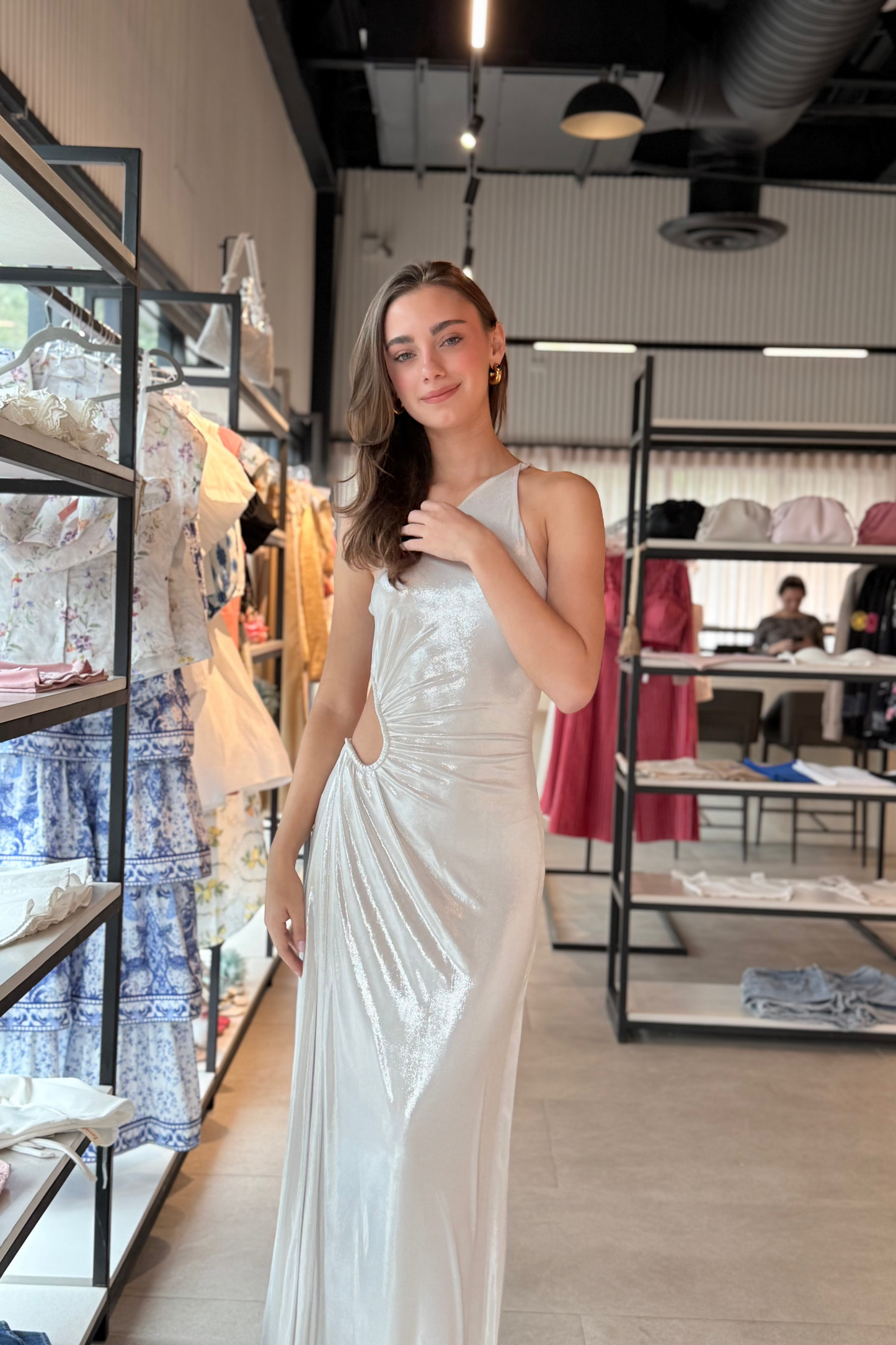 The Sabine Foil Jersey Gown