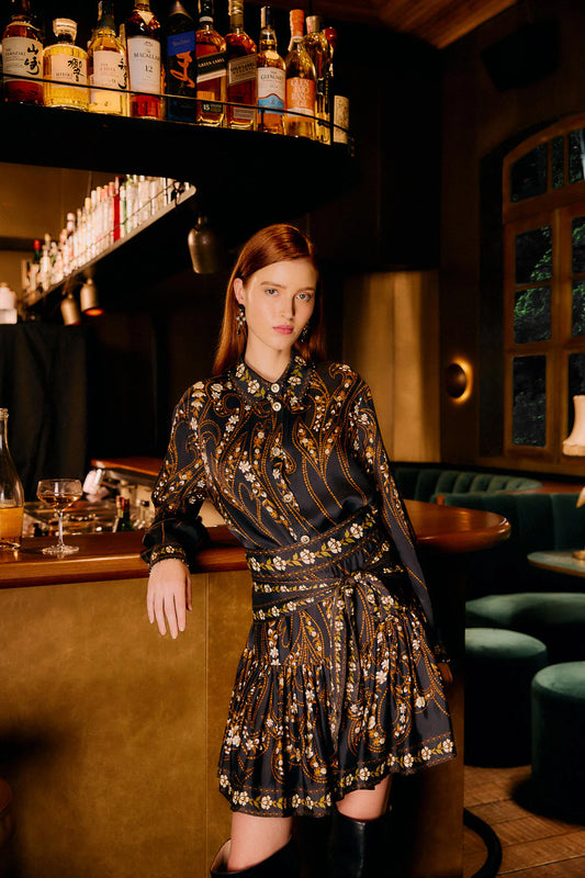 Garden Silhouette Black Mini Skirt