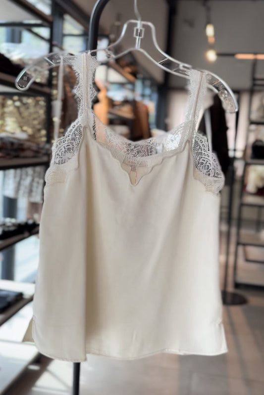 Lace Trim Satin Cami Top