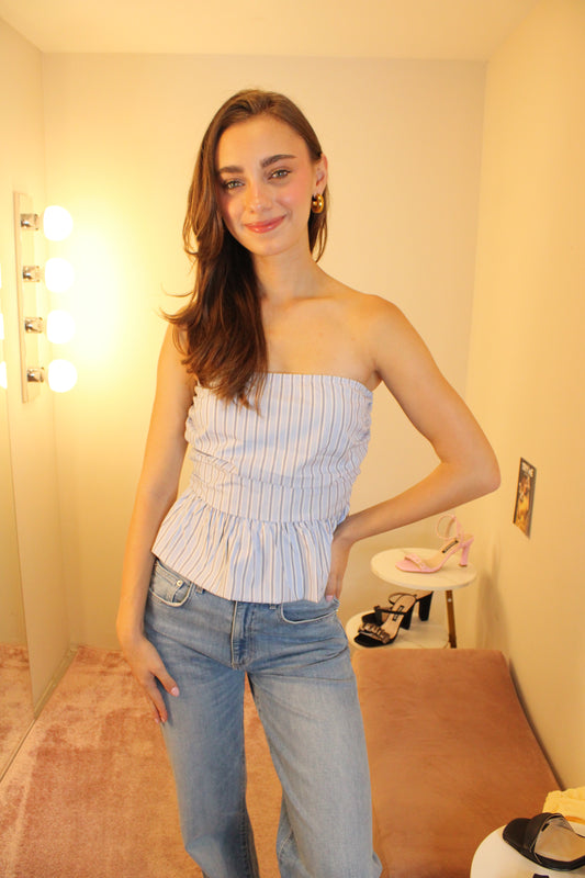 Blue Bubble Hem Shirt