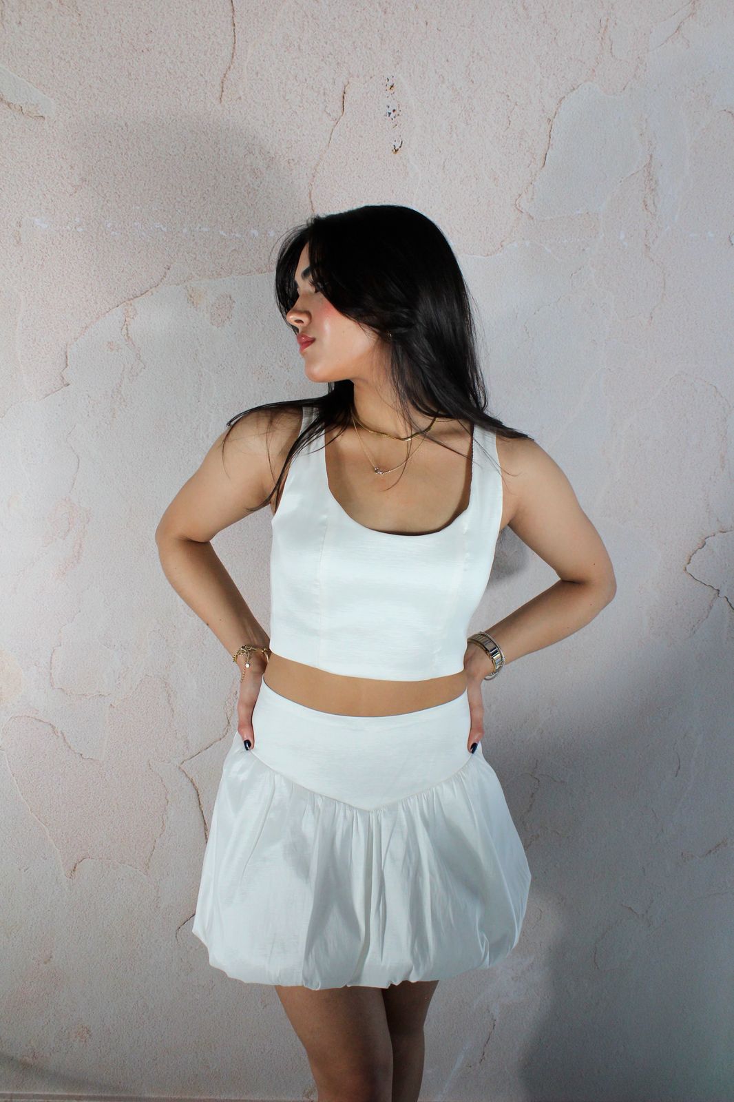 Celeste & Viviana White Taffeta