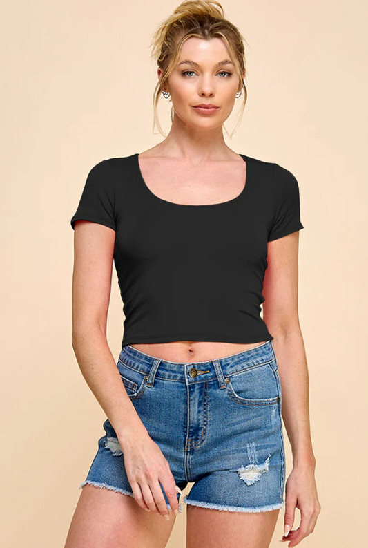 Scoop Neck Double Layer Top
