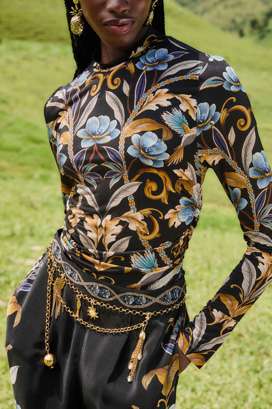 Snake Garden Jersey Blouse