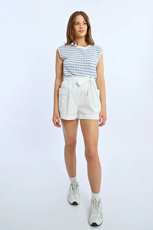 Young Ladies Woven Short White