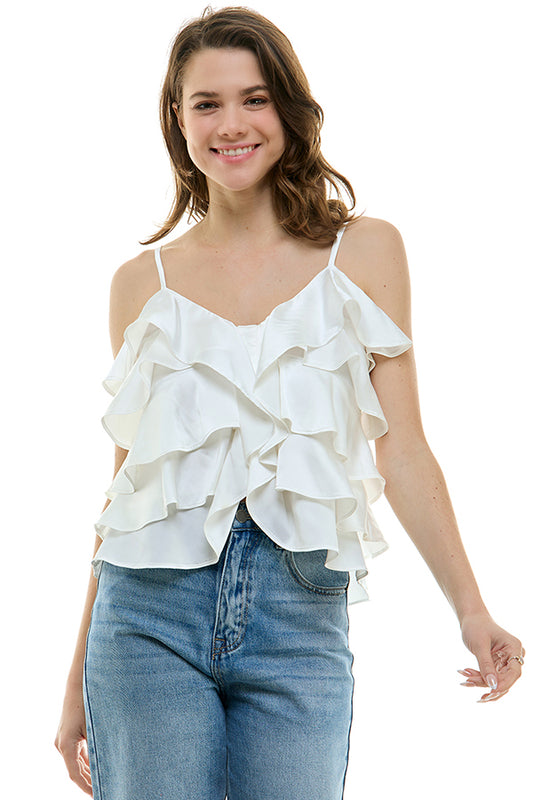 Ruffle Tank White