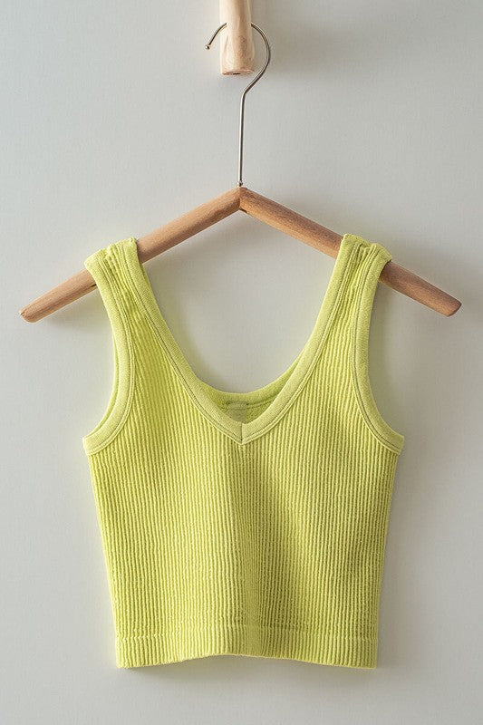 Seamless Crop Tank Top Dusty Lime