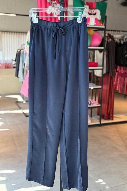 High Waist Wide Pants - Navy