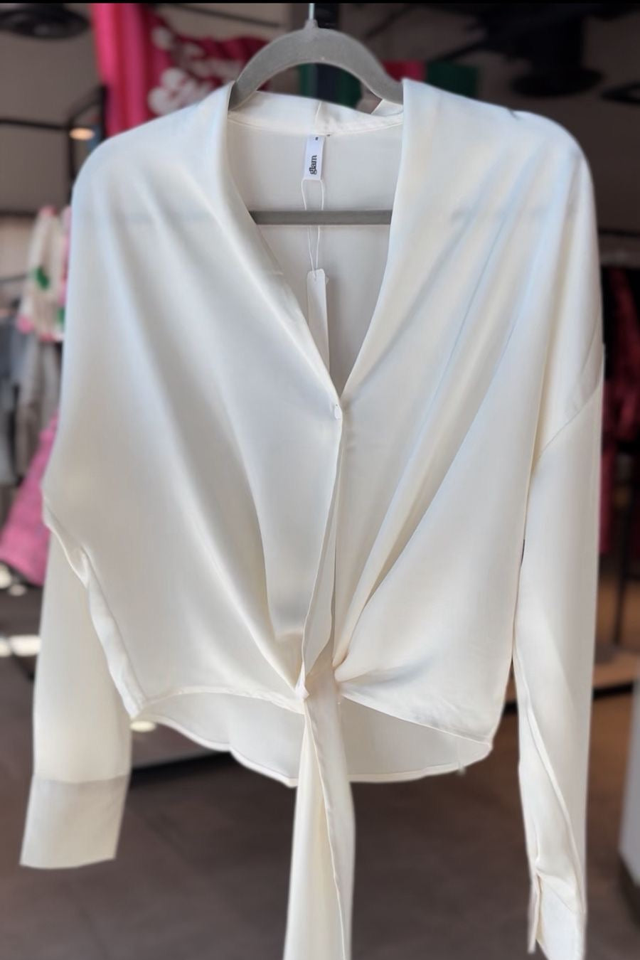 Tie Front Crop Top - White