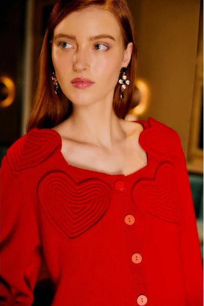 Red Heartfull Knit Cardigan