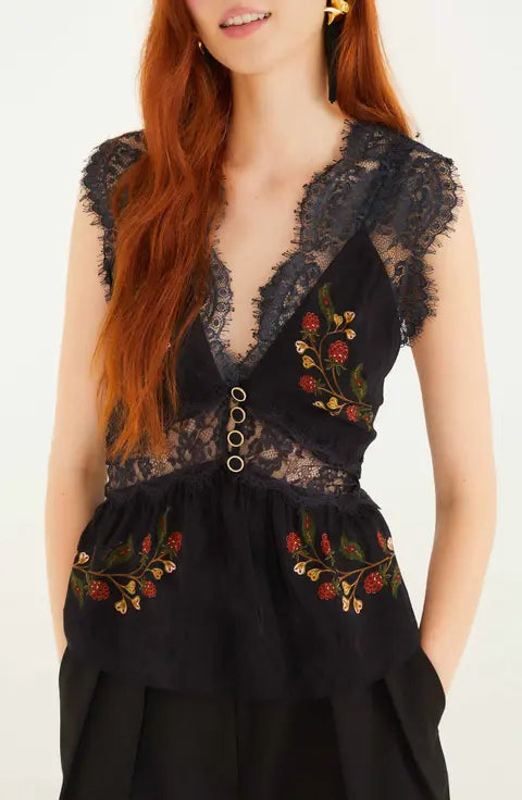 Berry Garden Black Sleeveless Lace
