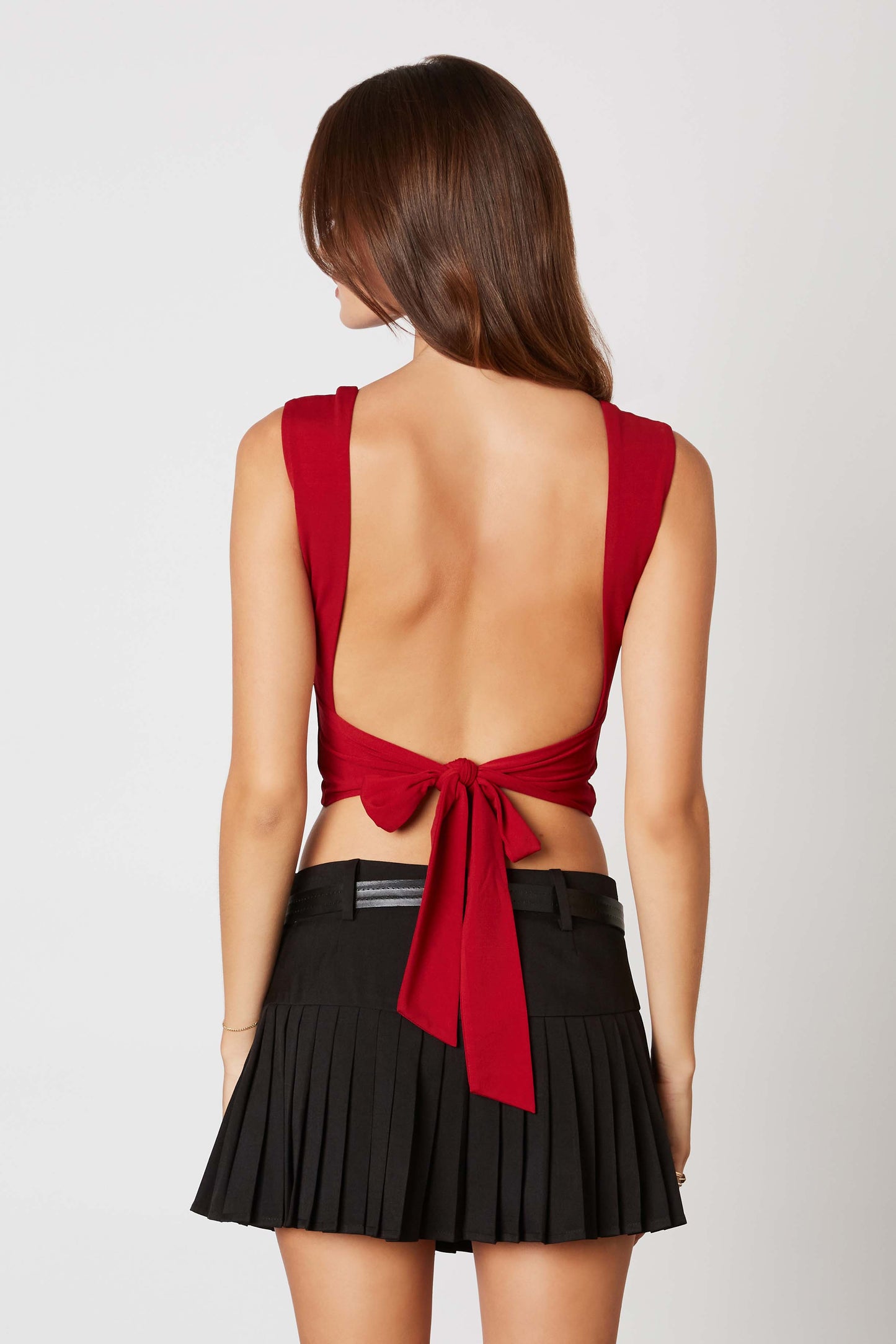 Red Top With Open Back And Bow