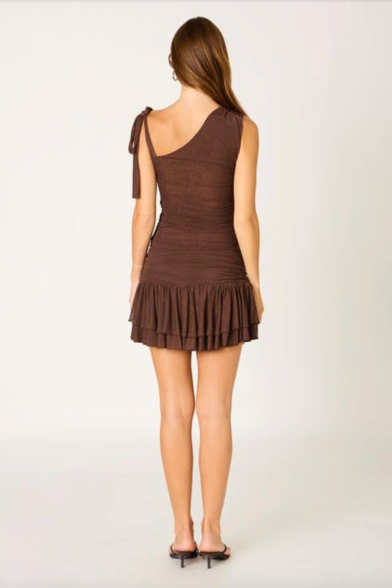 Shoulder Bow Top - Chocolate