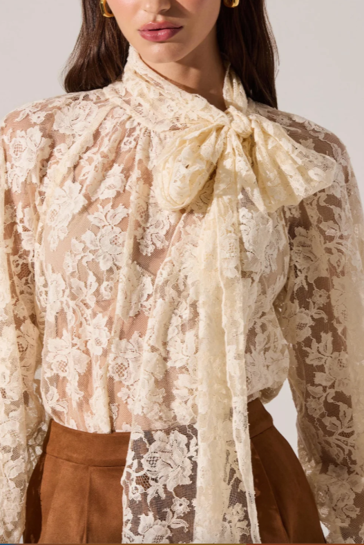 Cinthia Lace Bow Tie Top