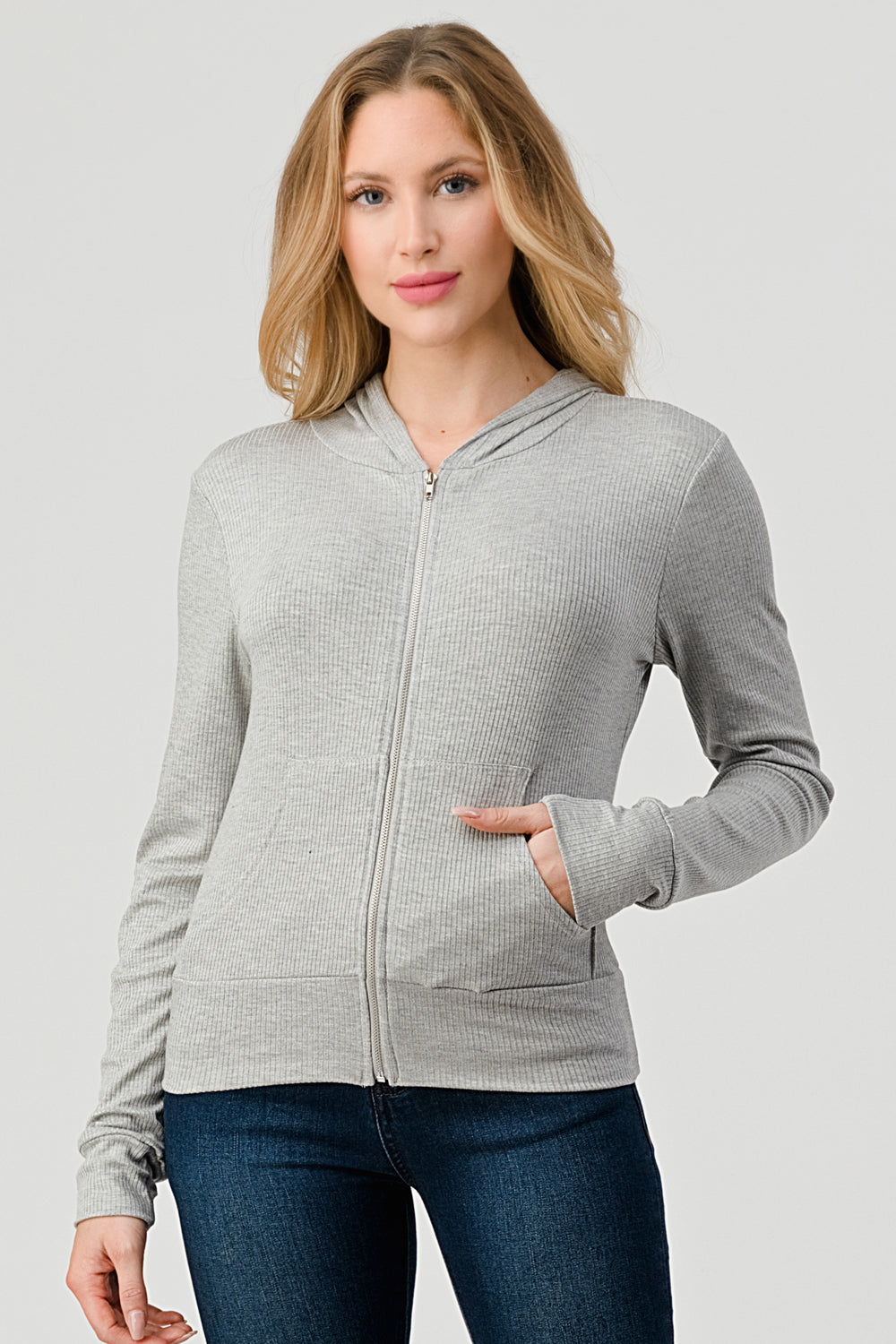 Hooded Zipper Jacket Heather Grey
