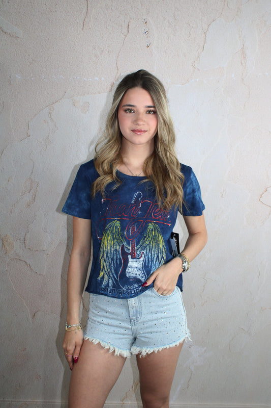 Joan Jett Wings Boyfriend Crop