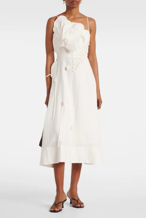 OFF WHITE GARDEN SLEEVELESS MIDI DRESS