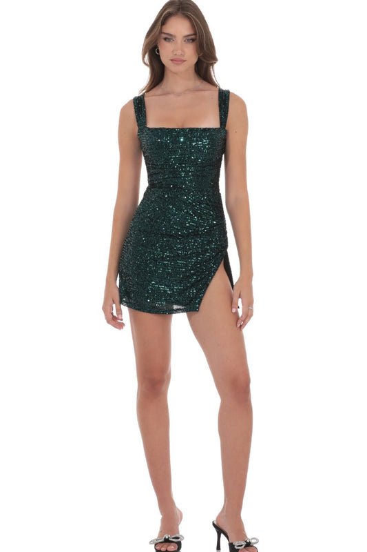 Sequin Bodycon Dress in Green