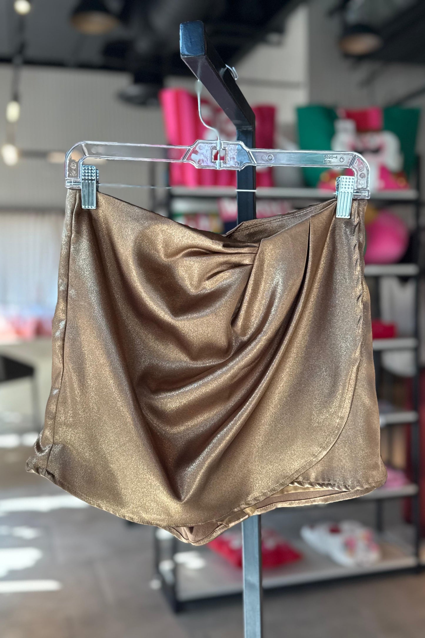 High-Waisted Front Wrap Skort - Gold