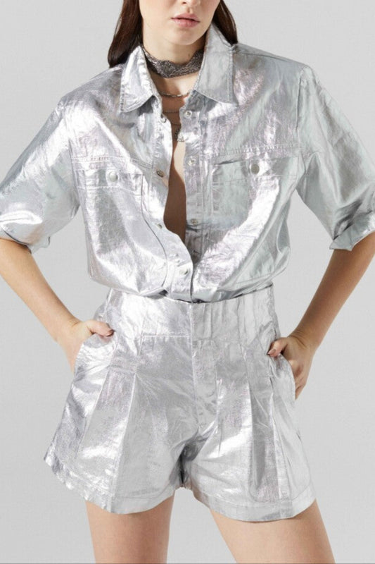 Frida Metallic Linen Short
